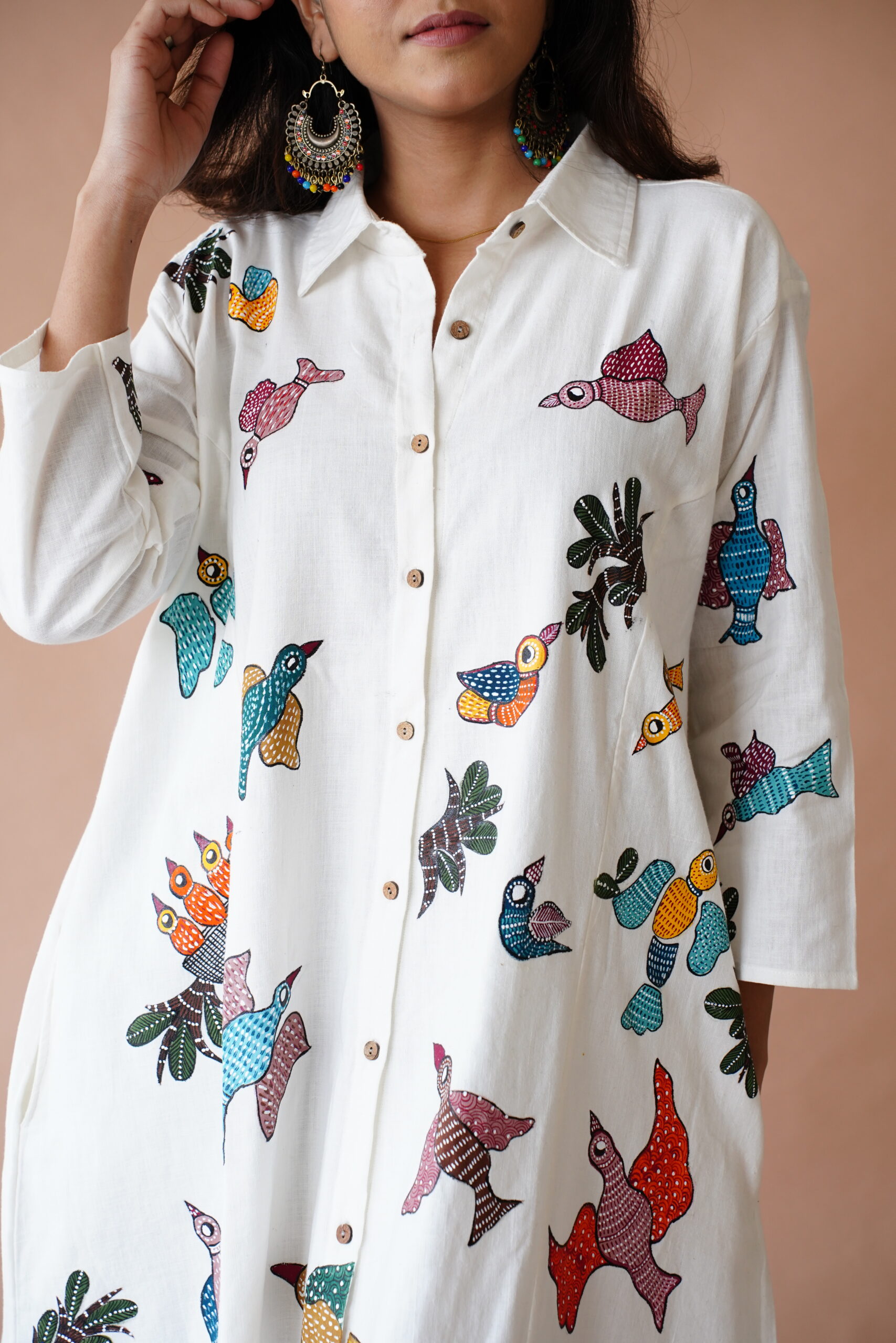 Gond Art Convertible Shirt Dress - Image 4
