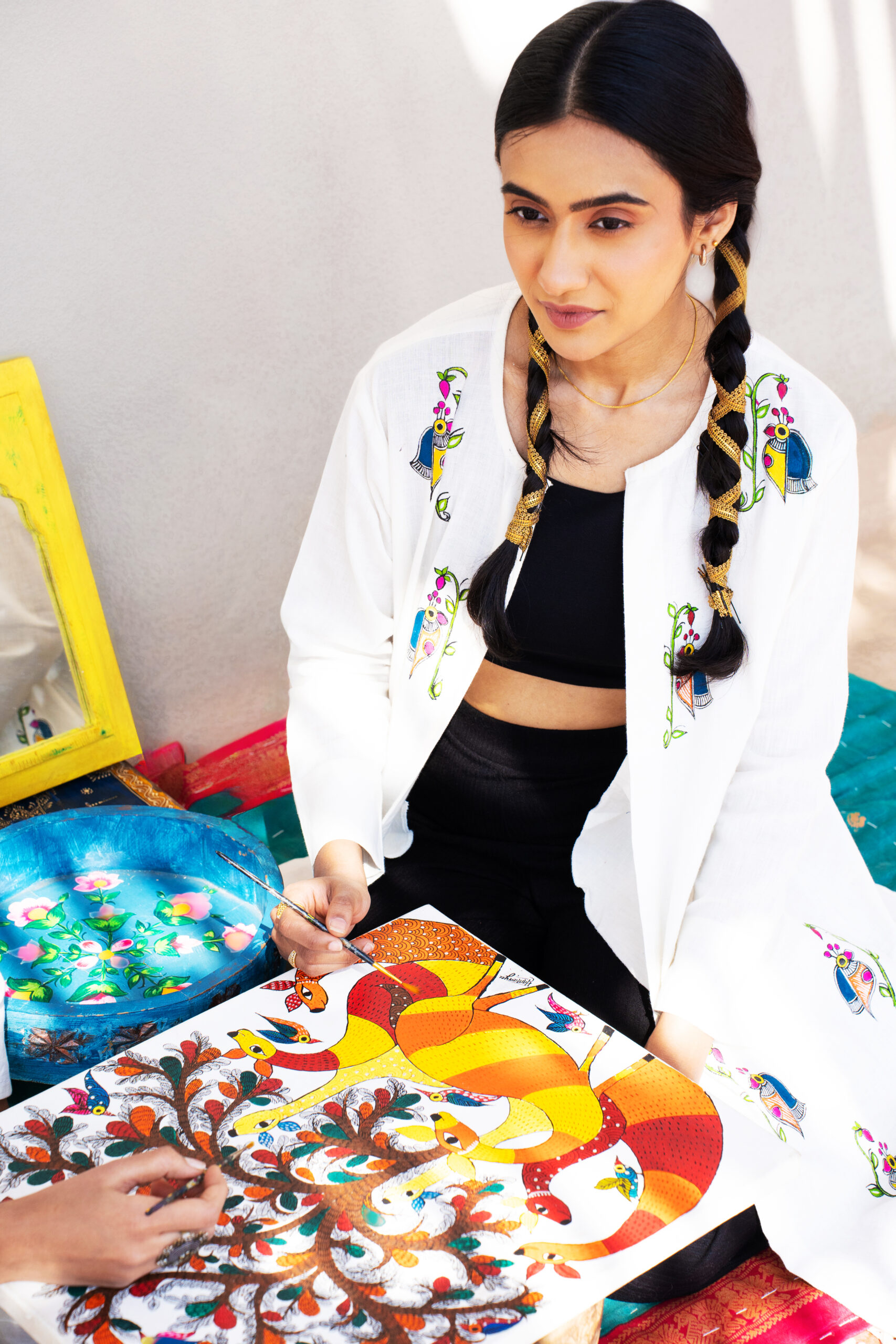 Mayura Hand-Painted Khadi Shrug - Image 5