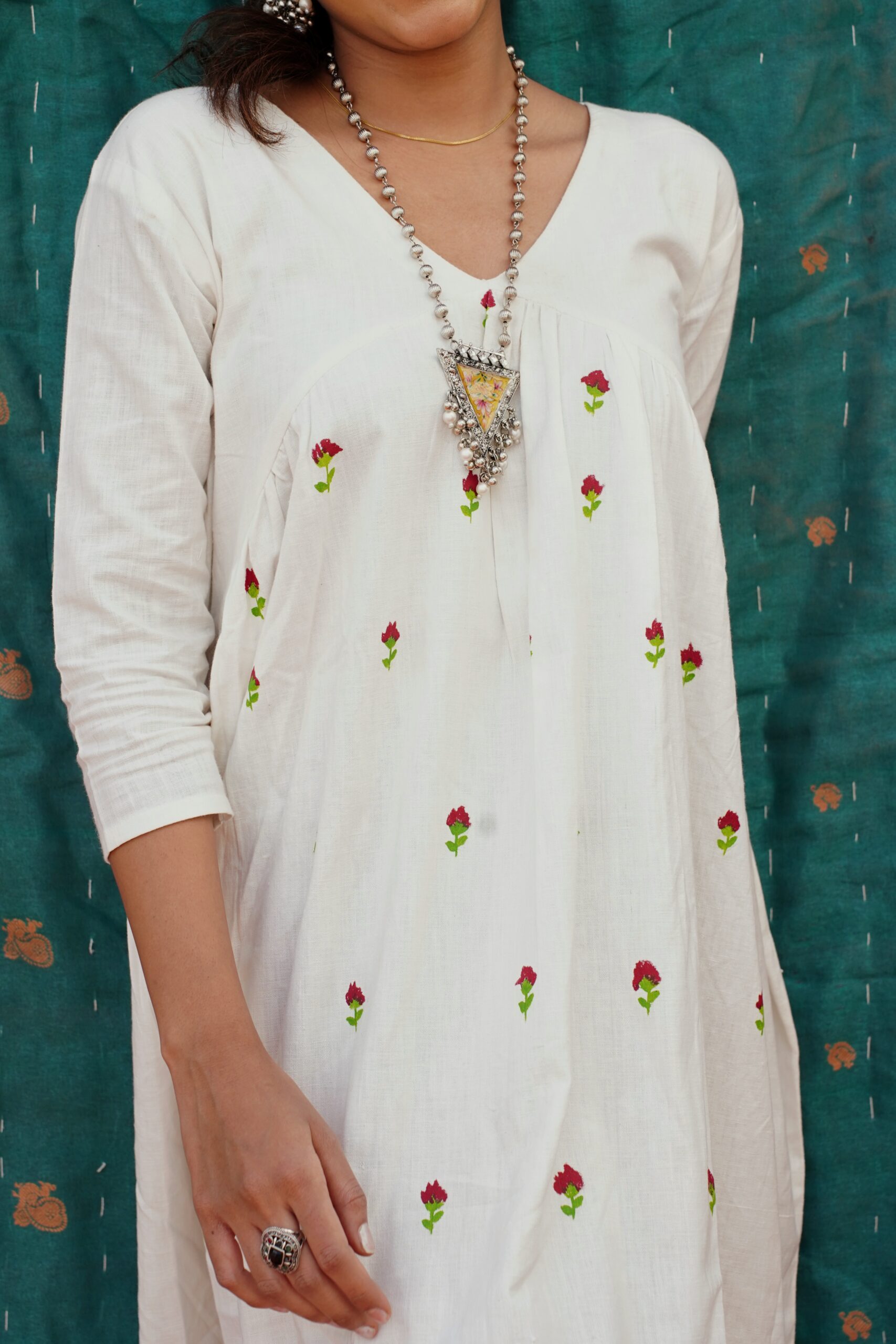 Soft Muse Floral Khadi Dress - Image 2
