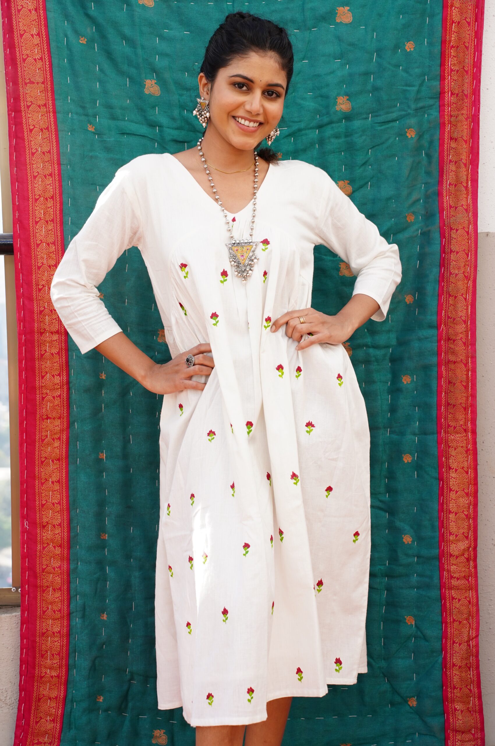Soft Muse Floral Khadi Dress - Image 5