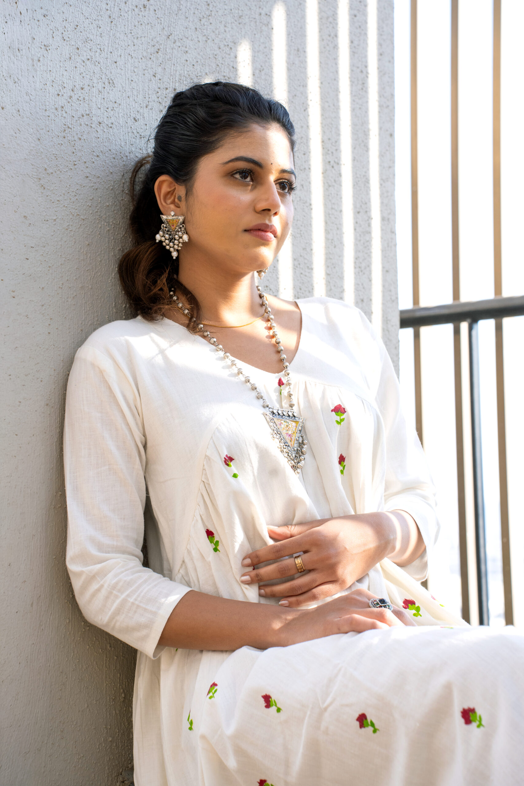 Soft Muse Floral Khadi Dress