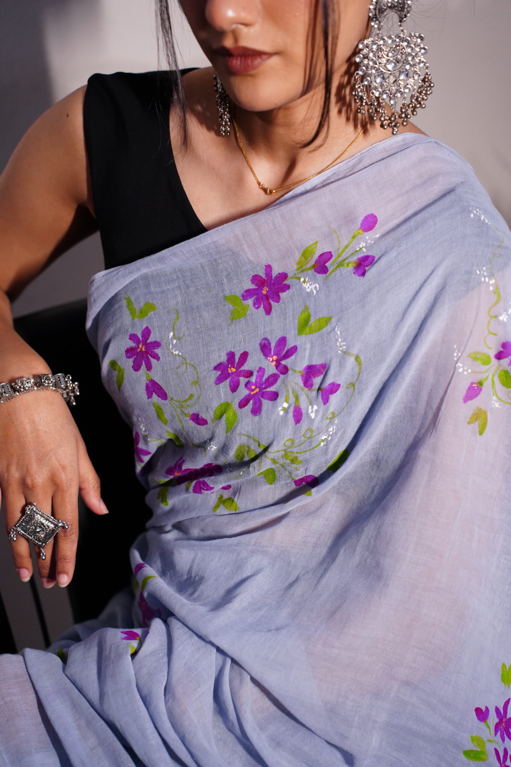 Handloom Hand-Painted Ready-to-Wear Saree - Image 5
