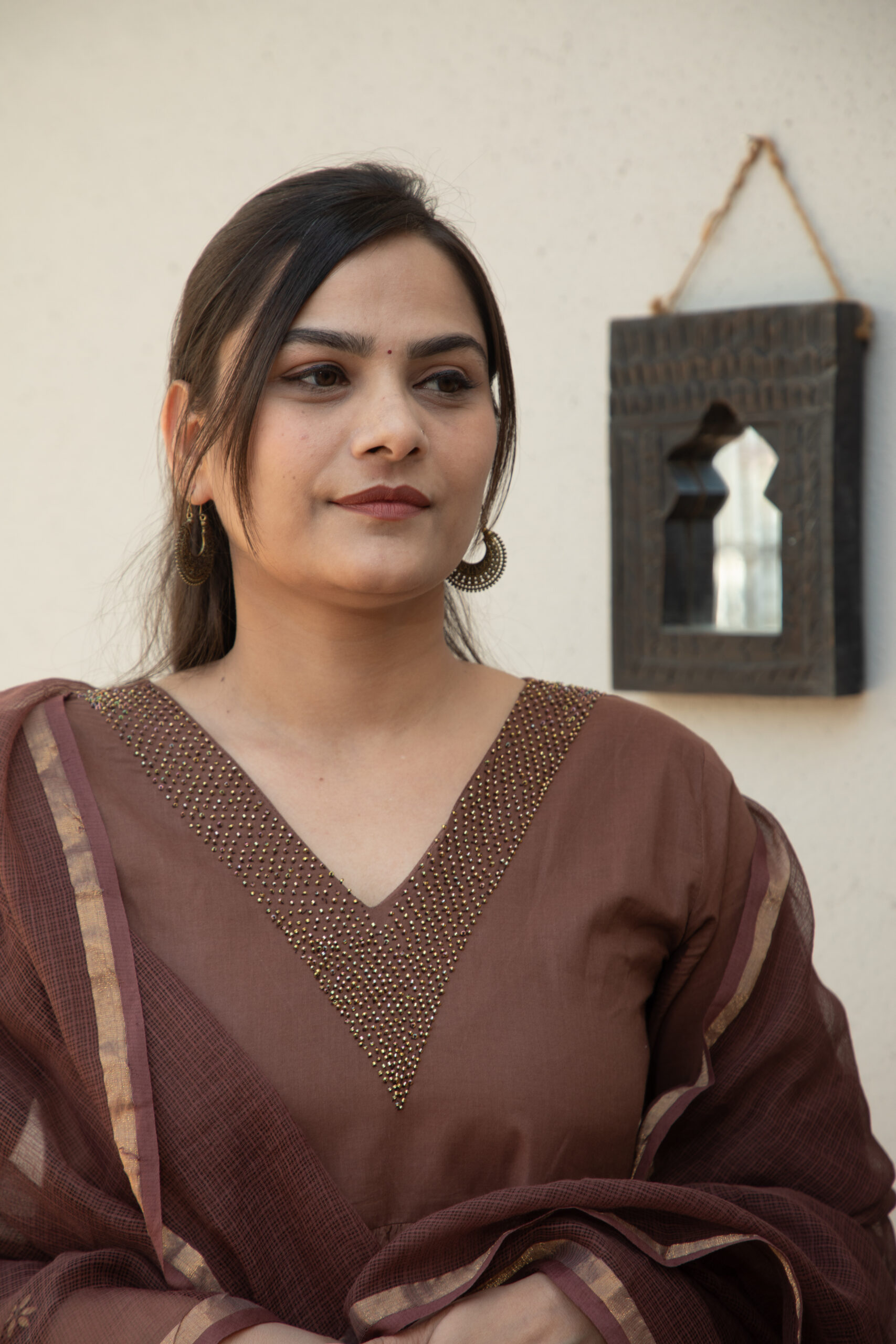 Saanj Fine Cotton Hand-Embroidered Kurta Set with Dupatta - Image 2