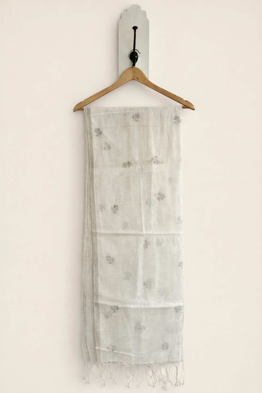 Prakriti Leaf Print Khadi Silk Dupatta - Image 4
