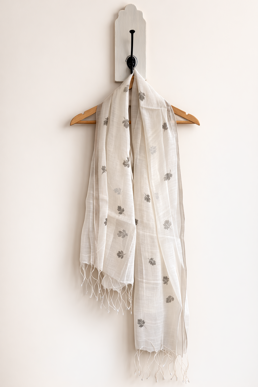 Prakriti Leaf Print Khadi Silk Dupatta - Image 5