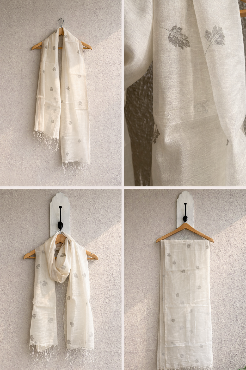 Prakriti Leaf Print Khadi Silk Dupatta - Image 6